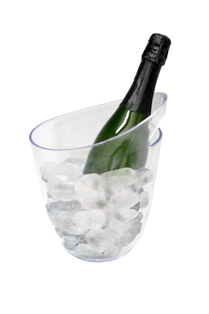 Ведро для шампанского 2 л. пласт. d=200/110 мм. h=225 мм. с ручками для 1-й бутылки, прозрачное VB /