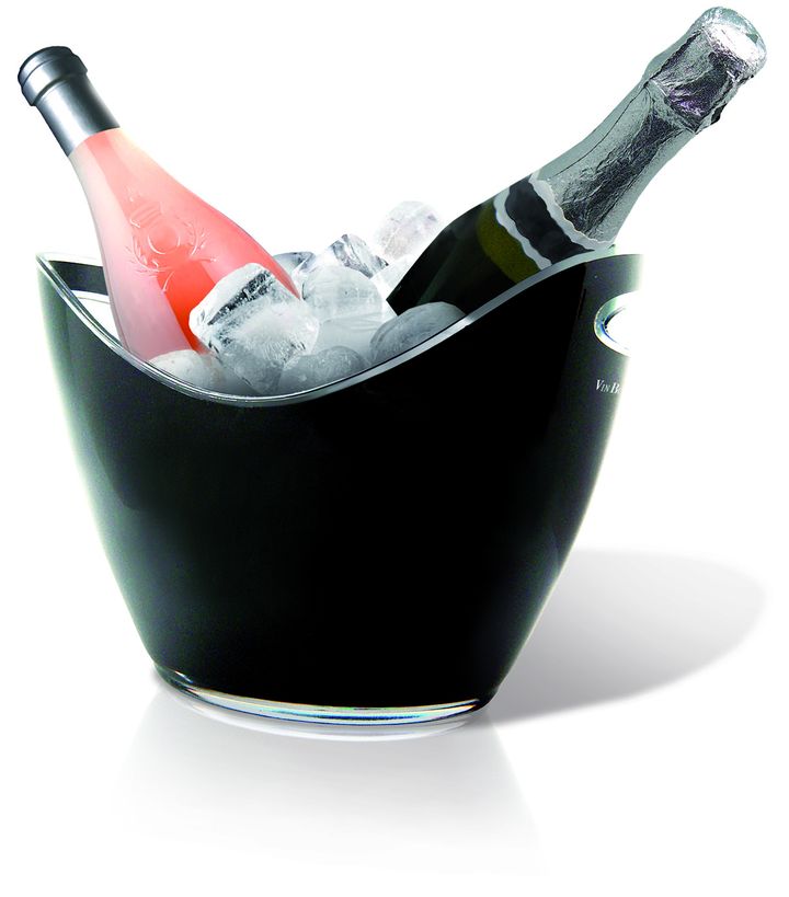 Ведро для шампанского 3 л. пласт. 260*160/160*115 мм. h=200 мм. с ручками для 2-х бутылок, черное VB