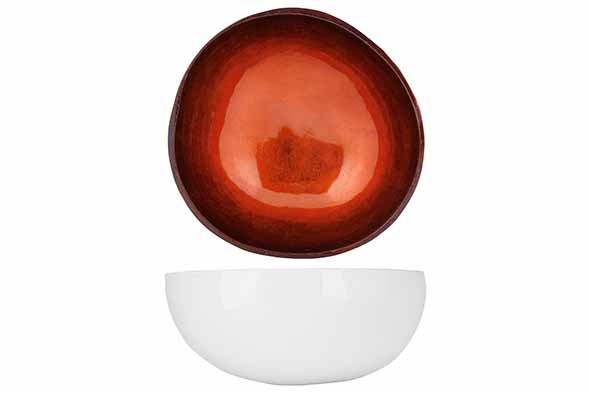 Чаша декоративная METALLIC DARK BROWN LEAF D14CMWHITE OUTSIDE