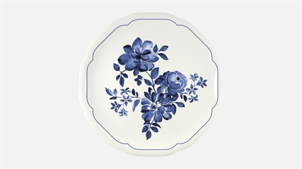 Тарелка мелкая 31 см, безбортовая, декор синий, FLORAL CREATE