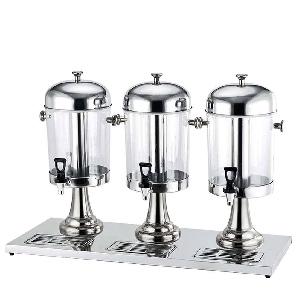 Диспенсер для соков, холодных напитков, три емкости по 8 л. h=56см. колба пластик.MGsteel /1/