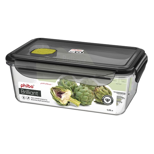 Контейнер для продуктов прямоуг. 1,35 л. 19,5*12,5*7 см. герметичный с клапаном