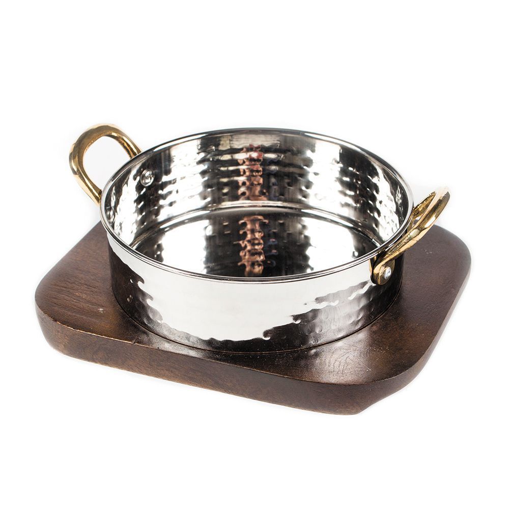 Сковородка Hammered на деревянной подставке, d 14 см, 550 мл,нержавейка, P.L. Proff Cuisine